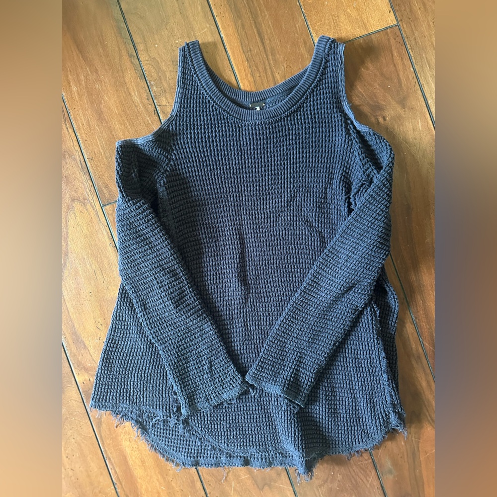 Free People- Charcoal Moonshine Sweater - Picture 3 of 10